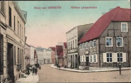 Ak Węgorzyn Wangerin Pommern, Mittlere Langestraße