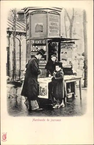 Ak Paris, Marchande de journaux