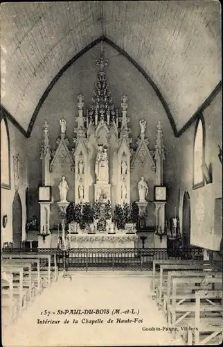 Ak Saint Paul du Bois Maine et Loire, Intérieur de la Chapelle de Haute Foi