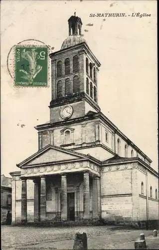 Ak Saint Mathurin Maine et Loire, Kirche