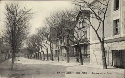 Ak Saint Aubin sur Mer Calvados, Avenue de la Gare