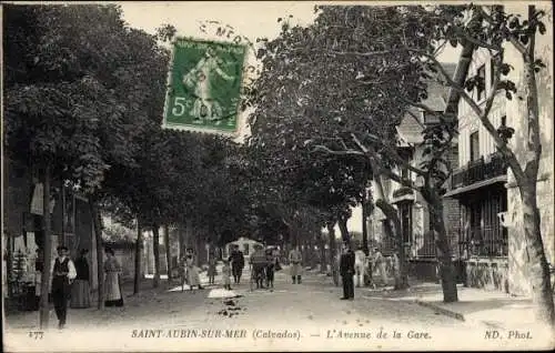 Ak Saint Aubin sur Mer Calvados, Avenue de la Gare