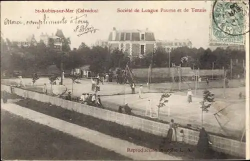 Ak Saint Aubin sur Mer Calvados, Societe de Longue Paume et de Tennis
