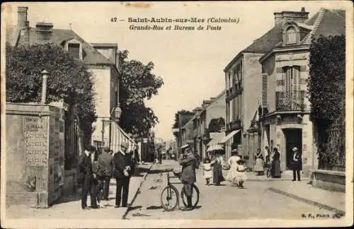 Ak Saint Aubin sur Mer Calvados, Grande Rue et Bureau de Poste