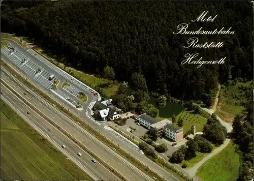 Ak Heiligenroth, Bundesautobahn Raststätte Heiligenroth, Fliegeraufnahme
