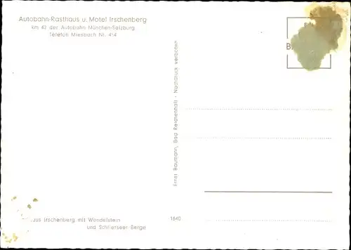 Ak Irschenberg in Oberbayern, Das Autobahn Rasthaus Irschenberg, Fernansicht Berge