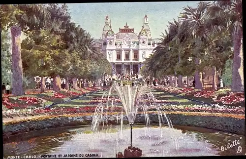 Künstler Ak Monte Carlo Monaco, Fontaine et Jardins du Casino, Tuck Series 763 Nr. 15