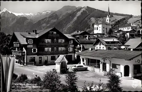 Ak Kaprun in Salzburg, Stadtpartie, Im Hintergrund Kitzsteinhorn