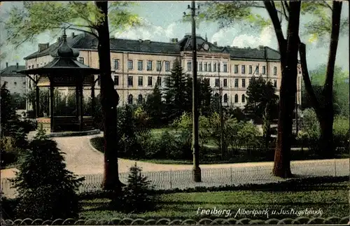 Ak Freiberg in Sachsen, Albertpark, Justizgebäude