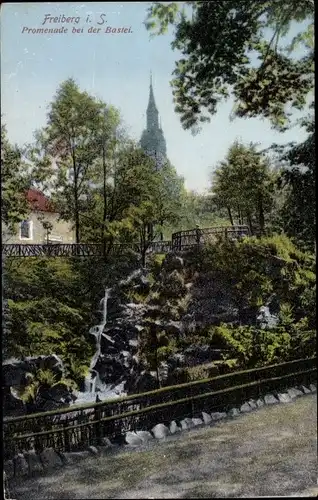 Ak Freiberg in Sachsen, Promenade bei der Bastei