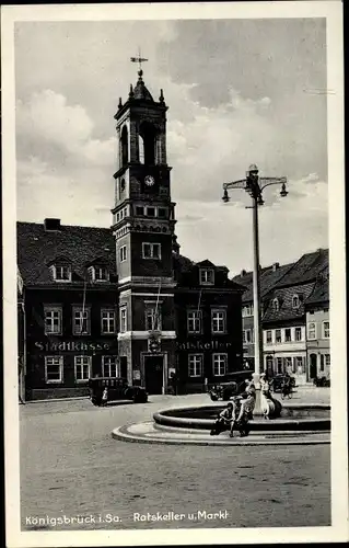 Ak Königsbrück in der Oberlausitz, Ratskeller, Markt