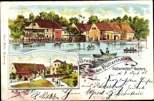 Litho Radeberg in Sachsen, Gasthaus Hüttermühle im Hüttertal