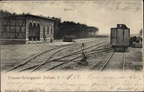 Ak Zeithain in Sachsen, Truppenübungsplatz, Bahnhof