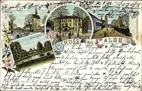 Litho Kalbe Calbe Milde Sachsen Anhalt, Kirche, Ortsansichten