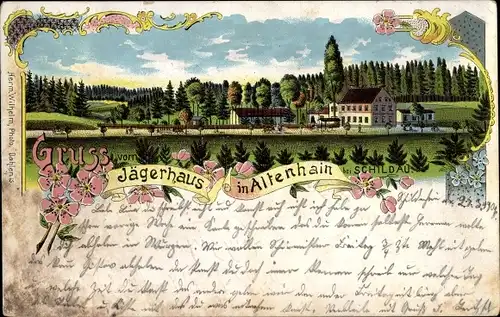 Litho Altenhain Belgern Schildau in Sachsen, Gasthaus Jägerhaus