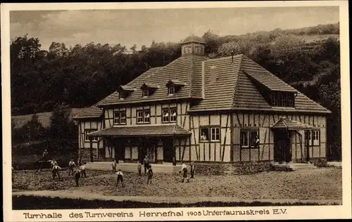 Ak Hennethal Hohenstein Untertaunus, Turnhalle des Turnvereins, Einweihungsfeier 1927