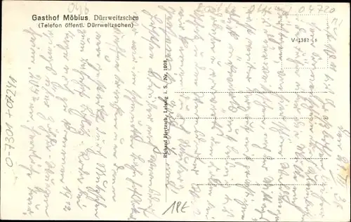 Jugendstil Ak Dürrweitzschen in Sachsen, Gasthof Möbius, Schule, Blick auf den Ort