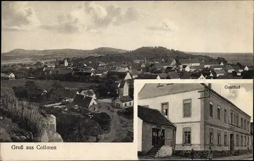 Ak Collmen Colditz in Sachsen, Gasthof, Blick auf den Ort