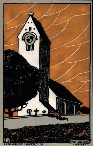 Künstler Ak Zweifel, Carl, Ammerswil Kt Aargau Schweiz, Kirche
