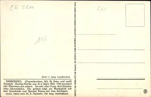 Künstler Ak Zweifel, Carl, Ammerswil Kt Aargau Schweiz, Kirche