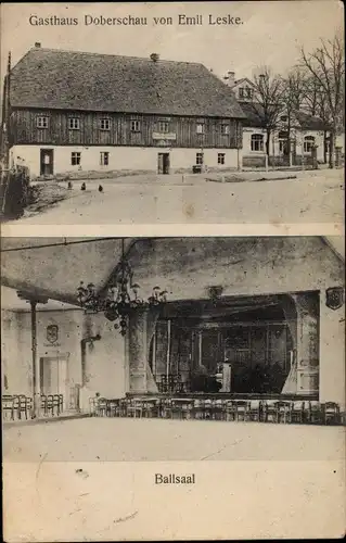 Ak Doberschau Gaußig Oberlausitz, Gasthaus, Ballsaal, Innenansicht