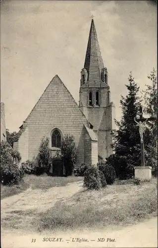 Ak Souzay Maine et Loire, Kirche, Kreuz