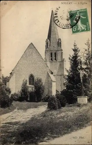 Ak Souzay Maine et Loire, Kirche, Kreuz