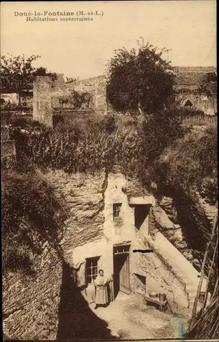 Ak Doué la Fontaine Maine et Loire, Habitations souterraines