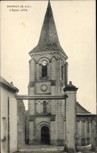 Ak Brossay Maine et Loire, Kirche, 1870
