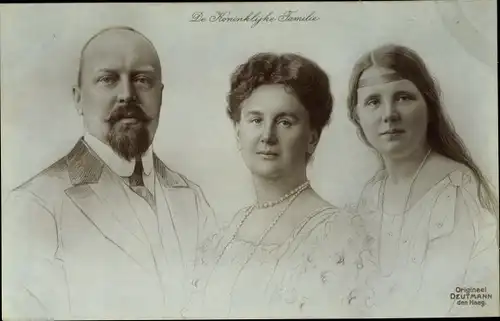 Ak Königin Wilhelmina und Prinz Heinrich, Prinzessin Juliana, Niederländischer Adel