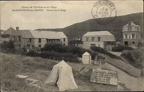 Ak Sainte Honorine des Pertes Calvados, Entree de la Plage