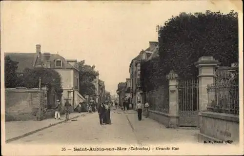 Ak Saint Aubin sur Mer Calvados, Grande Rue