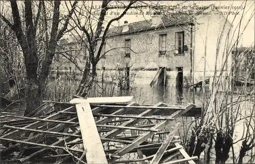 Ak Alfortville Val de Marne, Les Inondations, Janvier 1910, Überschwemmte Häuser