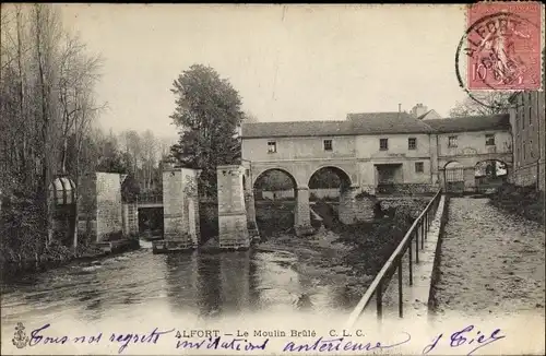 Ak Alfort Val de Marne, Le Moulin Brule