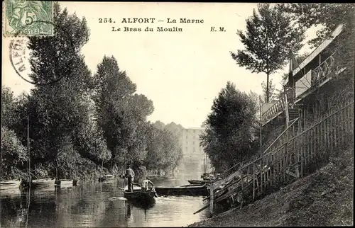 Ak Alfort Val de Marne, Le Bras du Moulin, La Marne