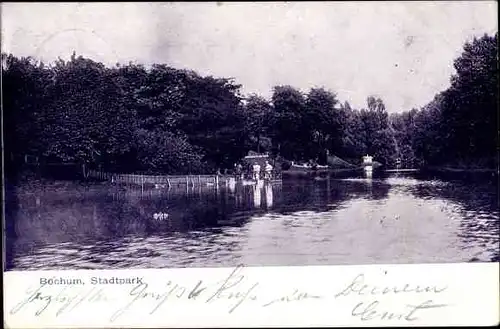 Ak Bochum im Ruhrgebiet, Stadtpark, Seepartie