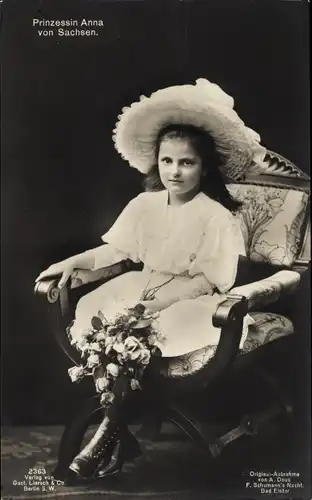 Ak Prinzessin Anna von Sachsen, Portrait