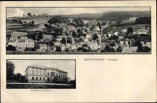 Ak Borstendorf Grünhainichen Erzgebirge Sachsen, Blick auf den Ort, Klees's Gasthof