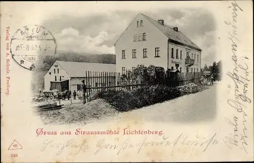 Ak Lichtenberg im Erzgebirge, Gasthaus Straußmühle