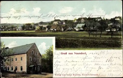 Ak Naundorf Bobritzsch Hilbersdorf im Erzgebirge, Blick auf den Ort, Gasthof