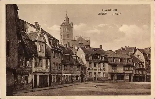 Ak Darmstadt in Hessen, Altstadt, Gasthaus zur Insel