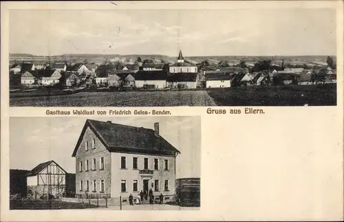 Ak Ellern im Hunsrück, Gasthaus Waldlust, Inh. Friedrich Geiss Bender, Gesamtansicht