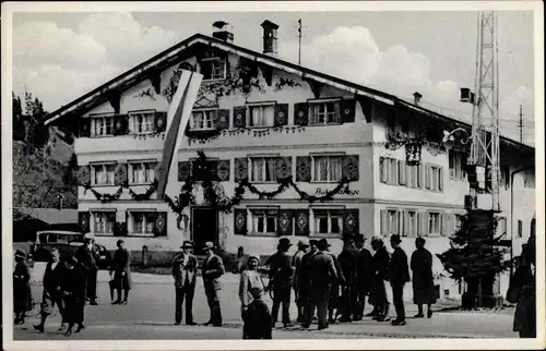 Ak Oberstaufen im Allgäu, Gasthaus Zum Löwen, Festschmuck