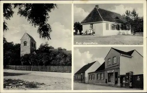 Ak Lostau Möser Jerichower Land, Ev. Jugenheim, Warenhandlung Frieda Müller