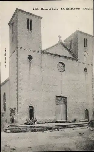 Ak La Romagne Maine et Loire, Kirche