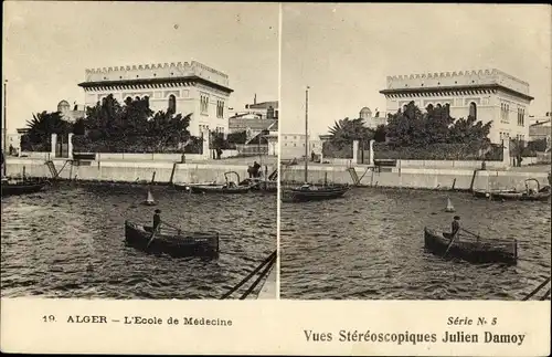 Stereo Ak Algier Alger Algerien, L'Ecole de Medecine, Ruderboot