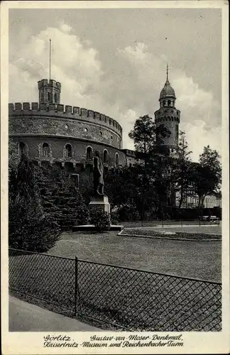 Ak Görlitz in der Lausitz, Gustav von Moser Denkmal, Kaisertrutz Museum, Reichenbacher Turm