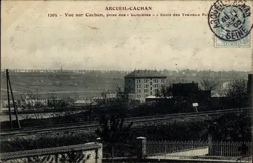 Ak Arcueil Cachan Val de Marne, Vue sur Cachan, Ecole des Travaux