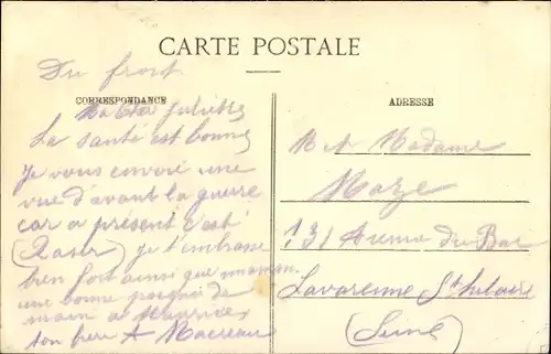 Ak La Harazée Vienne le Château Marne, Vue de Beau Repaire