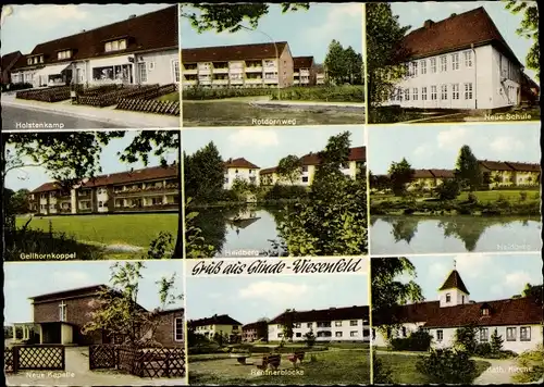 Ak Glinde, Wiesenfeld, Kirche, Neue Kapelle, Gellhornkoppel, Holstenkamp, Neue Schule